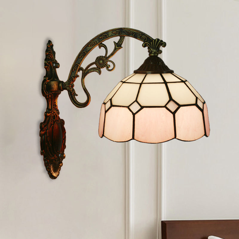 Frendorf | Gitterglas gewellter Wandlicht Tiffany-Stil 1 Kopf Orange/Blau/Rosa Wandmontierte Beleuchtungseinheit