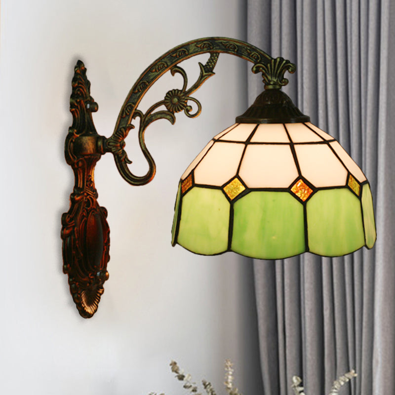 Frendorf | Gitterglas gewellter Wandlicht Tiffany-Stil 1 Kopf Orange/Blau/Rosa Wandmontierte Beleuchtungseinheit