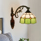 Frendorf | Gitterglas gewellter Wandlicht Tiffany-Stil 1 Kopf Orange/Blau/Rosa Wandmontierte Beleuchtungseinheit