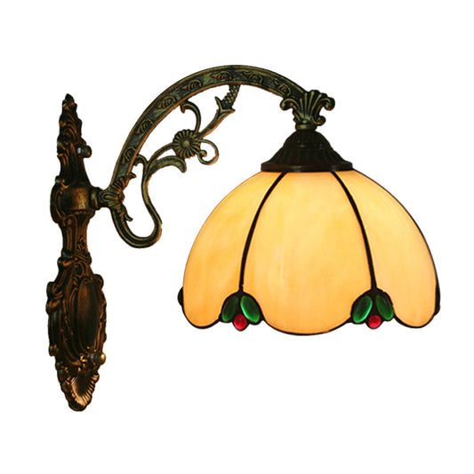 Frendorf | Barok Scalloped Wandlamp Kit 1-Licht Beige Glazen Sconces Verlichting Armatuur voor Slaapkamer