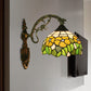 Frendorf | Roos/Zonnebloem Wandverlichting Tiffany Hand-gesneden Glas 1 Licht Rode/Groene Wandverlichtingsideeën