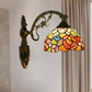 Frendorf | Rode/Roze Bloem Kom Wandlamp Tiffany 1 Hoofdstuk Gegraveerd Glas Wandgemonteerde Verlichting Fixture