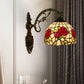 Frendorf | Rode/Roze Bloem Kom Wandlamp Tiffany 1 Hoofdstuk Gegraveerd Glas Wandgemonteerde Verlichting Fixture