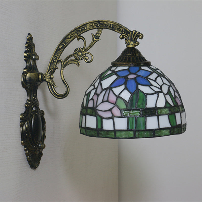 Frendorf | Rode/Roze Bloem Kom Wandlamp Tiffany 1 Hoofdstuk Gegraveerd Glas Wandgemonteerde Verlichting Fixture