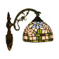 Frendorf | Rode/Roze Bloem Kom Wandlamp Tiffany 1 Hoofdstuk Gegraveerd Glas Wandgemonteerde Verlichting Fixture