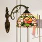 Frendorf | Rode/Roze Bloem Kom Wandlamp Tiffany 1 Hoofdstuk Gegraveerd Glas Wandgemonteerde Verlichting Fixture