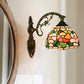 Frendorf | Rode/Roze Bloem Kom Wandlamp Tiffany 1 Hoofdstuk Gegraveerd Glas Wandgemonteerde Verlichting Fixture