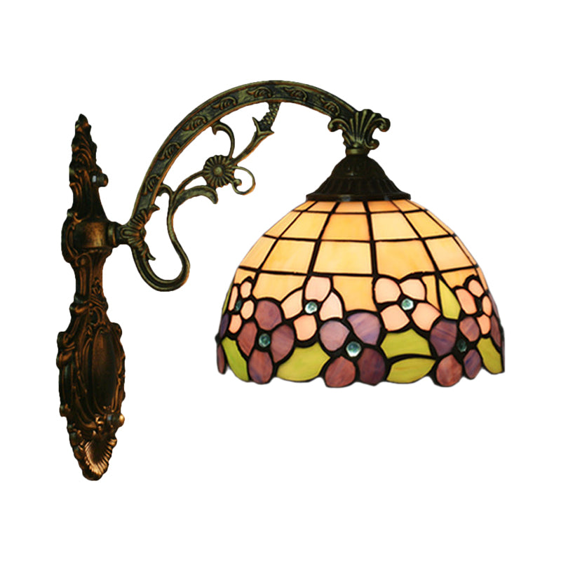 Frendorf | Rode/Roze Bloem Kom Wandlamp Tiffany 1 Hoofdstuk Gegraveerd Glas Wandgemonteerde Verlichting Fixture