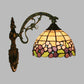 Frendorf | Rode/Roze Bloem Kom Wandlamp Tiffany 1 Hoofdstuk Gegraveerd Glas Wandgemonteerde Verlichting Fixture