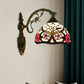 Frendorf | Bronzen 1-Licht Wandverlichtingsarmatuur Tiffany Gesneden Glas Pioenpatroon Kom Wandmontage Licht