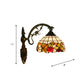 Frendorf | Schüssel Schirm Wandmontierte Lampe Tiffany Handgeschnittenes Glas 1 Glühbirne Bronze Wandleuchte mit Früchte Muster