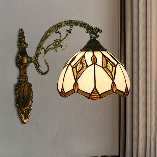 Frendorf | Wave-Edge Schalen Wandlamp 1-Lampe Tiffany Glas Handwerk Wandmontage Licht Fixture in Bronze
