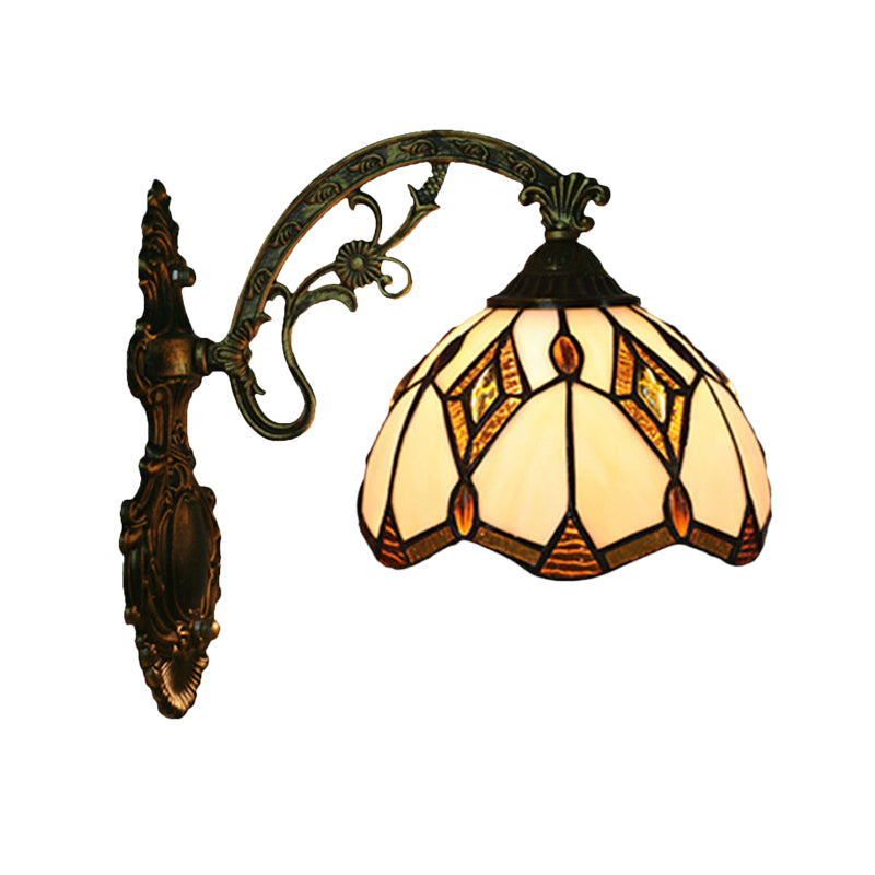 Frendorf | Wave-Edge Schalen Wandlamp 1-Lampe Tiffany Glas Handwerk Wandmontage Licht Fixture in Bronze