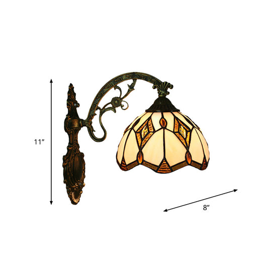 Frendorf | Wave-Edge Schalen Wandlamp 1-Lampe Tiffany Glas Handwerk Wandmontage Licht Fixture in Bronze
