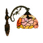 Frendorf | Einzelne Schmetterling und Pfingstrose Wandstehlampe Tiffany Bronze Buntglas Wandmontage Lampe