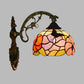 Frendorf | Einzelne Schmetterling und Pfingstrose Wandstehlampe Tiffany Bronze Buntglas Wandmontage Lampe