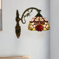 Frendorf | Dragonfly-Rose Geschnittenes Glas Wandlicht Kit Tiffany Einzelne Bronze Wandleuchte Beleuchtung