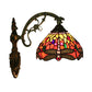 Frendorf | 1-Head Schlafzimmer Wandmontierte Lampe Tiffany Bronze Wandleuchte mit Kegel Dragonfly Muster Glas Shade