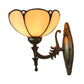Frendorf | Blumen/Schüssel Wandmontage Leuchte Tiffany Beige/Gelbe Glas 1-Bulb Bronze Finish Wandschalter Licht
