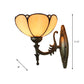 Frendorf | Blumen/Schüssel Wandmontage Leuchte Tiffany Beige/Gelbe Glas 1-Bulb Bronze Finish Wandschalter Licht