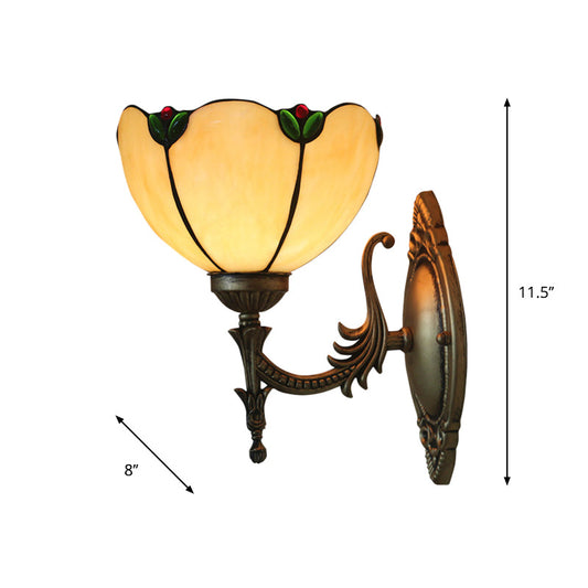 Frendorf | Beige Glasknospen Wandlamp Vintage 1 Kop Bronsafwerking Wandverlichting Fixture voor Slaapkamer