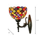 Frendorf | Spots/Semicirkels Wandlamp Enkelvoudige Peertje Geel Glas Tiffany Wandgemonteerd Lichtarmatuur in Brons