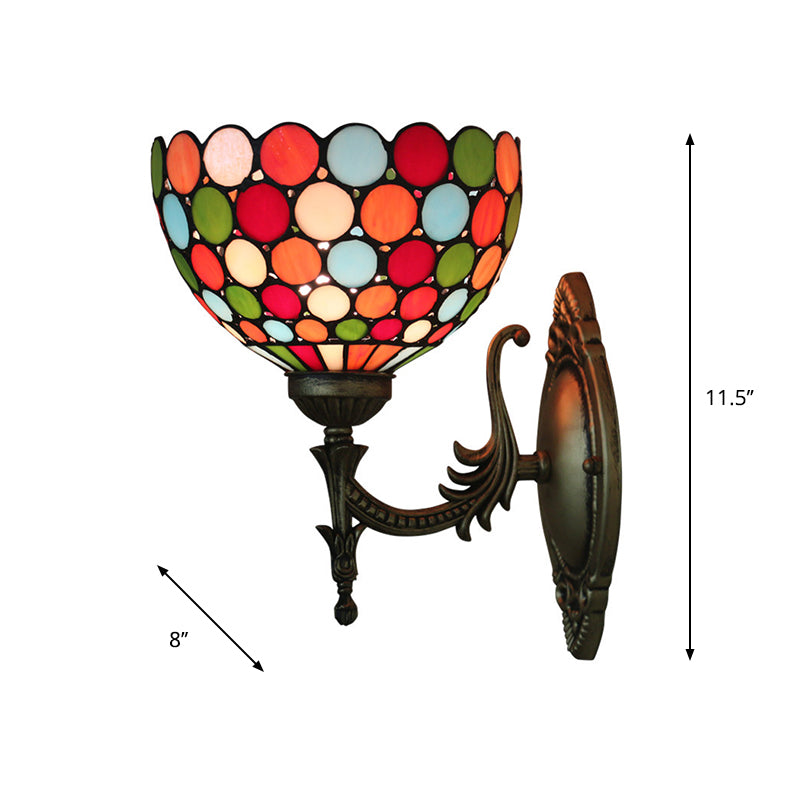 Frendorf | Spots/Semicirkels Wandlamp Enkelvoudige Peertje Geel Glas Tiffany Wandgemonteerd Lichtarmatuur in Brons