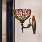 Frendorf | Rosa Wandmontageverlichting Tiffany 1 Lamp Geglazuurde Glazen Wandlamp met Bronzen Gegraveerde Arm