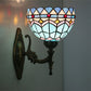 Frendorf | 1-Light Schlafzimmer Wandleuchte Mediterranes Bronze Wandleuchtenarmatur mit Schüssel Blaues Glas Schirm