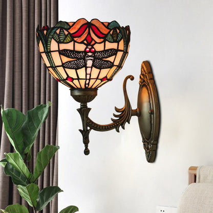 Frendorf | Libelle Wandverlichting Ideeën Tiffany Geperst Glas 1 Lamp Bronzen Wandgemonteerde Licht