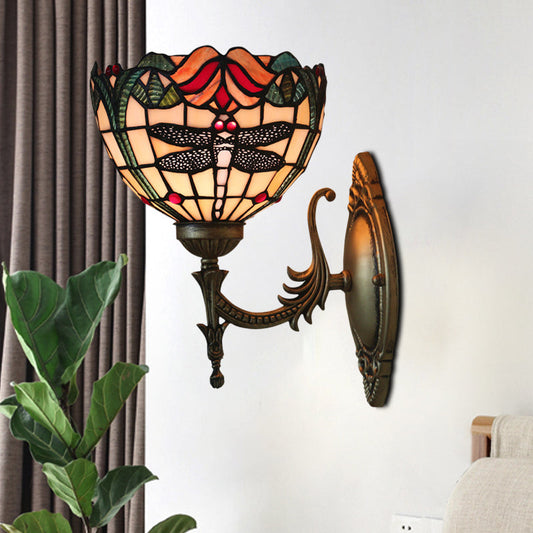 Frendorf | Libelle Wandverlichting Ideeën Tiffany Geperst Glas 1 Lamp Bronzen Wandgemonteerde Licht