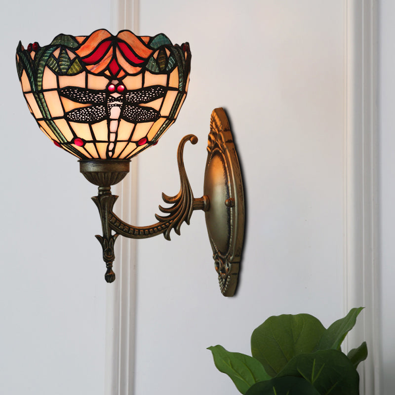 Frendorf | Libelle Wandverlichting Ideeën Tiffany Geperst Glas 1 Lamp Bronzen Wandgemonteerde Licht