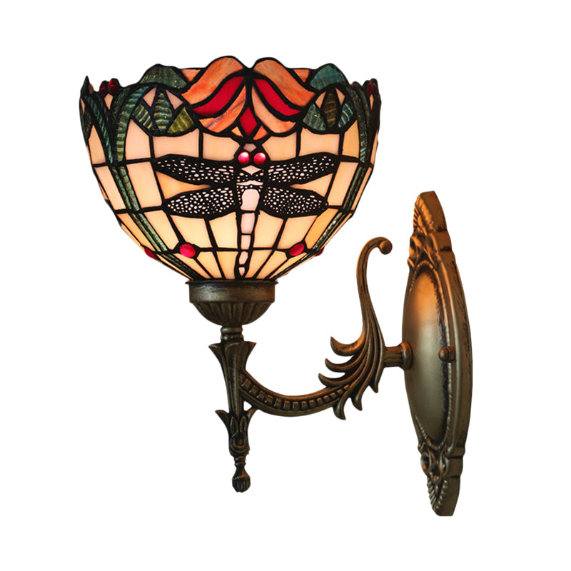 Frendorf | Libelle Wandverlichting Ideeën Tiffany Geperst Glas 1 Lamp Bronzen Wandgemonteerde Licht