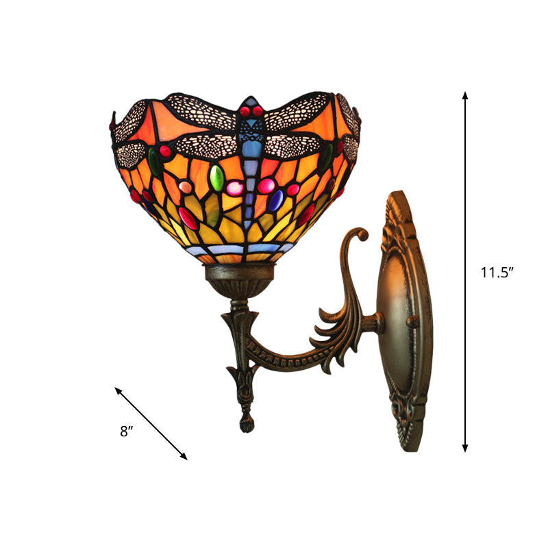 Frendorf | Libelle Wandverlichting Ideeën Tiffany Geperst Glas 1 Lamp Bronzen Wandgemonteerde Licht