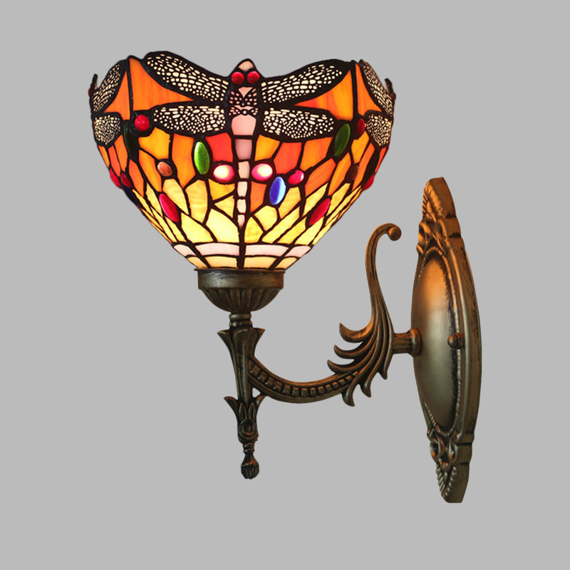 Frendorf | Libelle Wandverlichting Ideeën Tiffany Geperst Glas 1 Lamp Bronzen Wandgemonteerde Licht