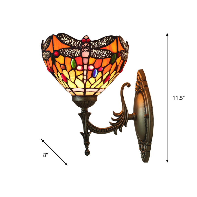 Frendorf | Libelle Wandverlichting Ideeën Tiffany Geperst Glas 1 Lamp Bronzen Wandgemonteerde Licht