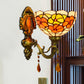 Frendorf | Bladpatroon Kom Gebrandschilderd Glas Wandlamp Tiffany 1 Hoofd Oranje/Paarse/Rode Wandbevestiging
