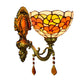 Frendorf | Bladpatroon Kom Gebrandschilderd Glas Wandlamp Tiffany 1 Hoofd Oranje/Paarse/Rode Wandbevestiging