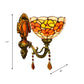 Frendorf | Bladpatroon Kom Gebrandschilderd Glas Wandlamp Tiffany 1 Hoofd Oranje/Paarse/Rode Wandbevestiging