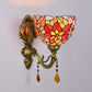 Frendorf | Bladpatroon Kom Gebrandschilderd Glas Wandlamp Tiffany 1 Hoofd Oranje/Paarse/Rode Wandbevestiging