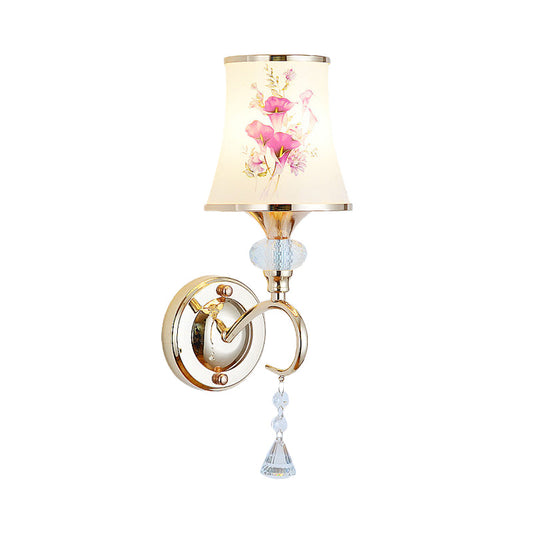 Frendorf | 1/2-Licht Schlafzimmer Wandbeleuchtung Modernistische Gold Wandmontage Lampe mit Bogenförmigem Lackiertem Glas-Schirm