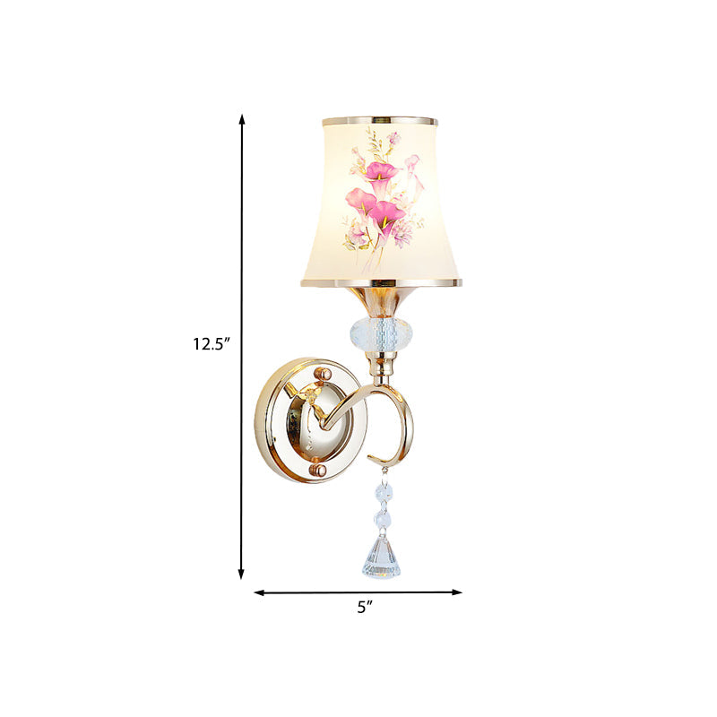 Frendorf | 1/2-Licht Schlafzimmer Wandbeleuchtung Modernistische Gold Wandmontage Lampe mit Bogenförmigem Lackiertem Glas-Schirm