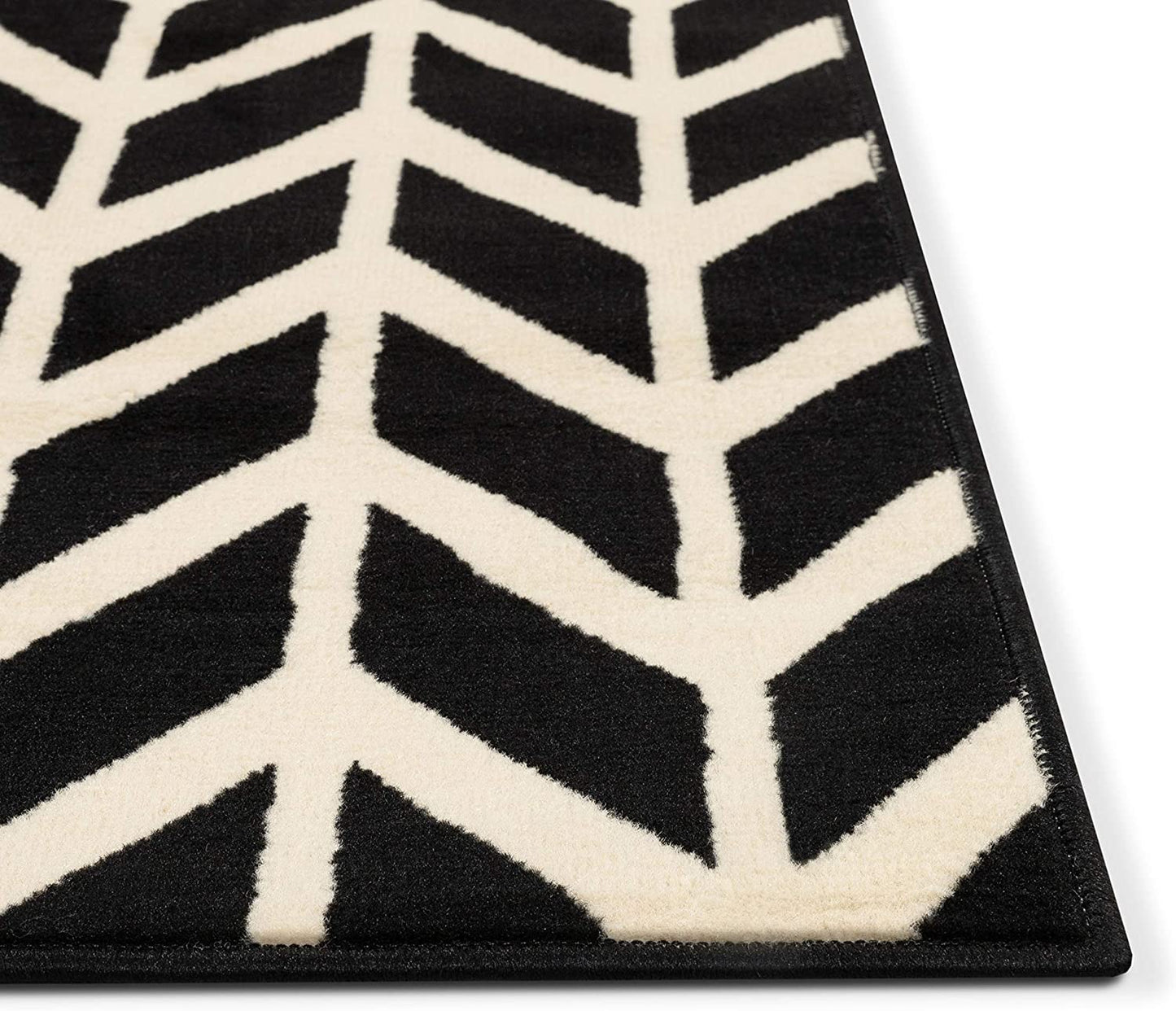 Miami Bourban Chevron Schwarz Modernes Teppich