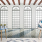 Frendorf | Pastel Kleur Muurschilderingen Franse Raam en Huis Overzicht Vlekbestendige Wanddecoratie voor Accentmuur