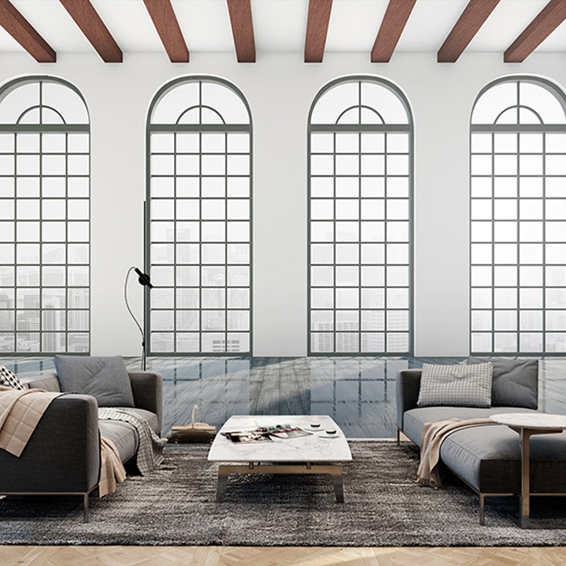Frendorf | Pastel Kleur Muurschilderingen Franse Raam en Huis Overzicht Vlekbestendige Wanddecoratie voor Accentmuur