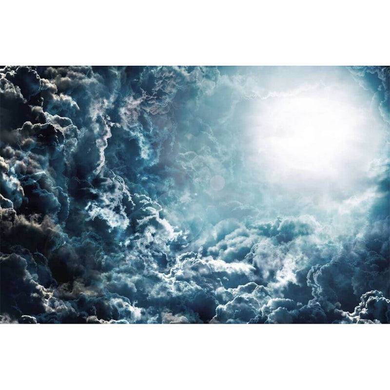 Frendorf | Extra Large Mural Wallpaper in Photo Style with Stacked Cloud and Sunlight for Bars in Dark Blue, Personalized Size Available