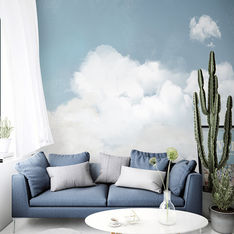 Großes natürliches Licht Wandbild Tapete Blau und Weiß Wolke und sonniger Himmel, personalisierte Größe verfügbar