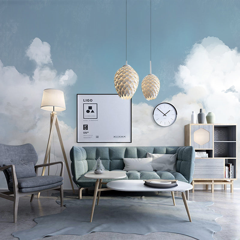 Großes natürliches Licht Wandbild Tapete Blau und Weiß Wolke und sonniger Himmel, personalisierte Größe verfügbar
