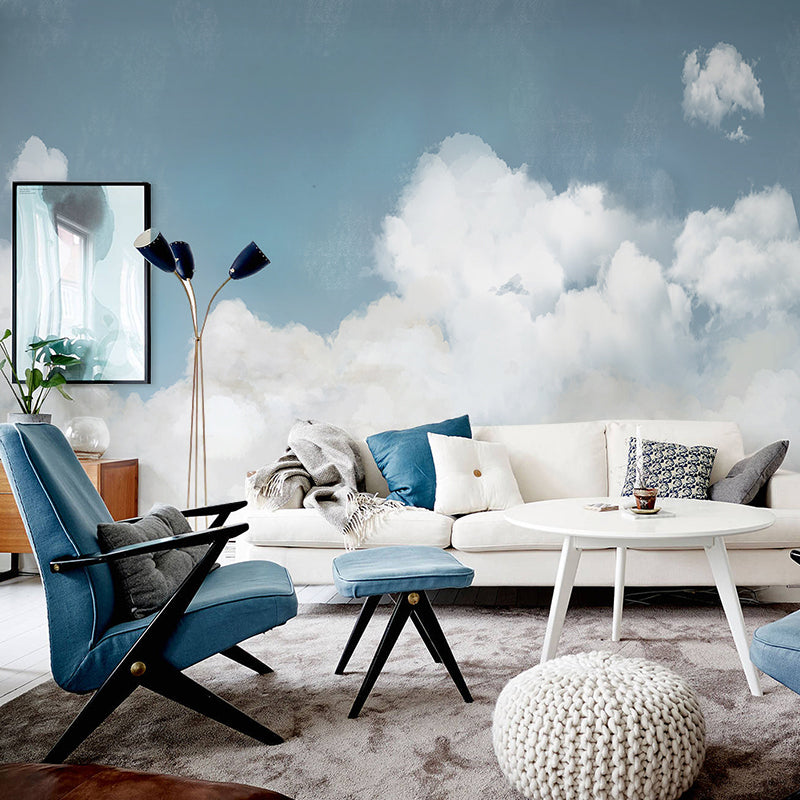 Großes natürliches Licht Wandbild Tapete Blau und Weiß Wolke und sonniger Himmel, personalisierte Größe verfügbar