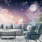 Frendorf | Full Size Mural Calming Novelty Moon and Star Wall Decor in Pink and Purple